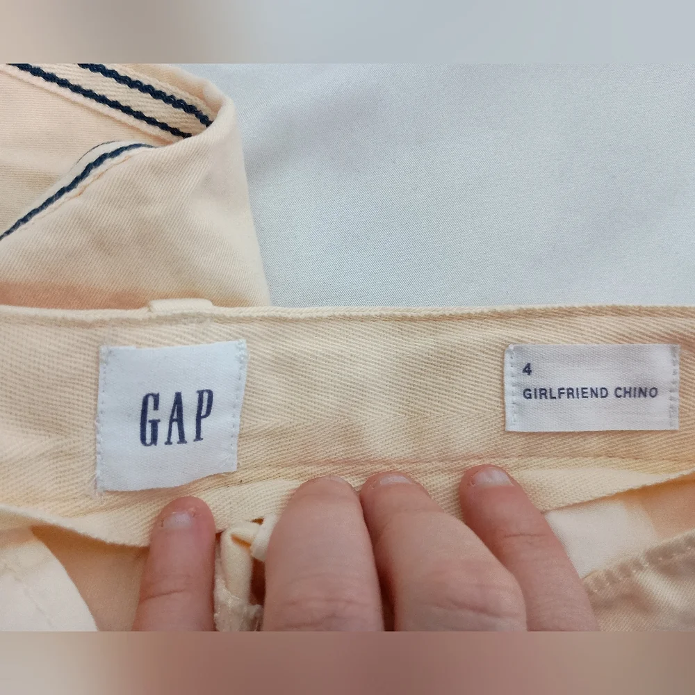 GAP Girlfriend Chinos Midrise Yellow Cream Blue‎ Stripe (#1,348)